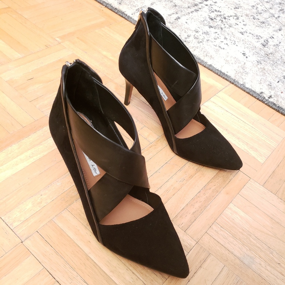 & Other Stories Suede and Leather cross strap heel